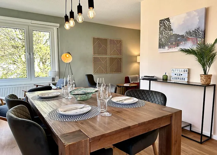 Apartmán Pavillon Am Kurpark - 80 Qm - Balkon & Grill - Wallbox - Inklusive Waesche *
